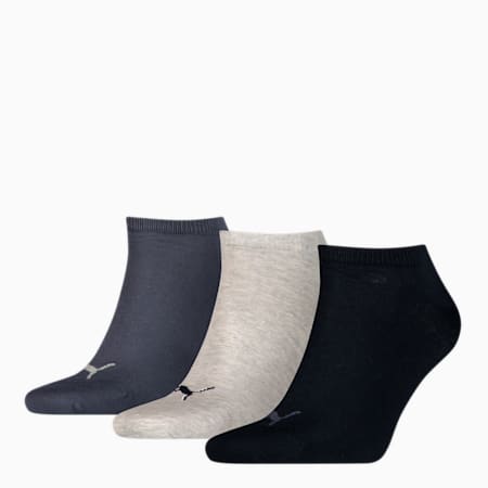 PUMA Unisex einfarbige Sneaker-Socken 3er-Pack, navy/grey/nightshadow blue, small