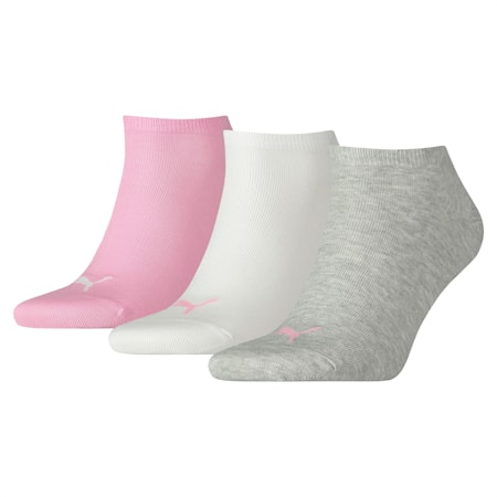 Calcetines PUMA tobilleros cortos lisos unisex, pack de 3 pares, prism pink, small