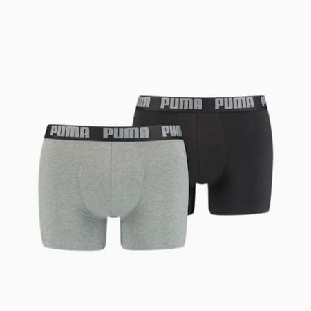 PUMA Basic Boxershorts Herren 2er-Pack, dark grey melange / black, small
