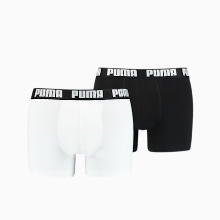 PUMA Basic Men's Boxers - 2 Pack, white / black, small-AUS