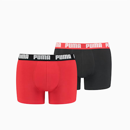 PUMA Basic Boxershorts voor Heren, set van 2 stuks, red / black, small