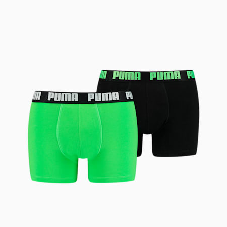 PUMA Basic Men's Boxers 2 Pack, green / black, small-AUS