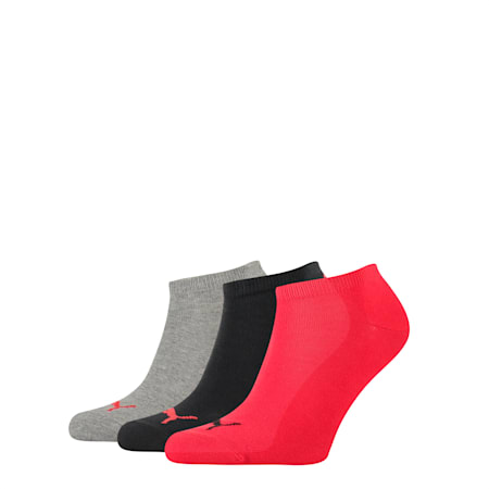 PUMA Unisex 3 pack Sneaker Plain Socks, black/red, small-SEA
