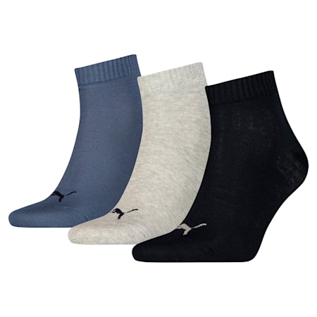 Lot de 3 paires de chaussettes basses unies et unisexes PUMA, navy/grey/nightshadow blue, small