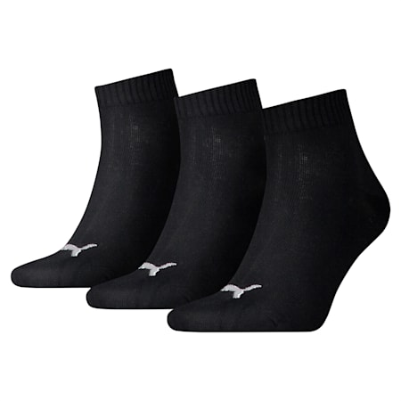 PUMA Unisex einfarbige Quarter-Socken 3er-Pack, black, small