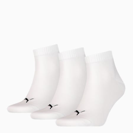 Plain Quarter Unisex Socks - 3 Pack, white, small-AUS