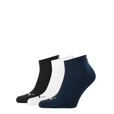 Basic 3 Pack Quarter Sports Socks, navy / white / black, small-SEA