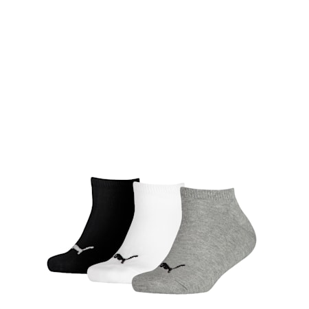 PUMA Kinder Invisible Socken 3er-Pack, grey/white/black, small