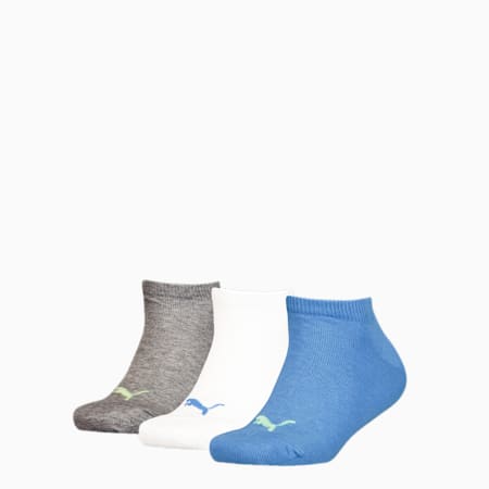 PUMA Kids' Invisible Socks 3 Pack, blue / white, small
