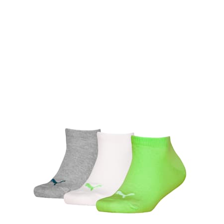 PUMA Kids' Invisible Socks 3 Pack, green combo, small