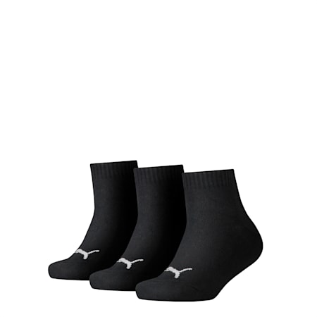PUMA Kids' Quarter Socks 3 Pack, black, small