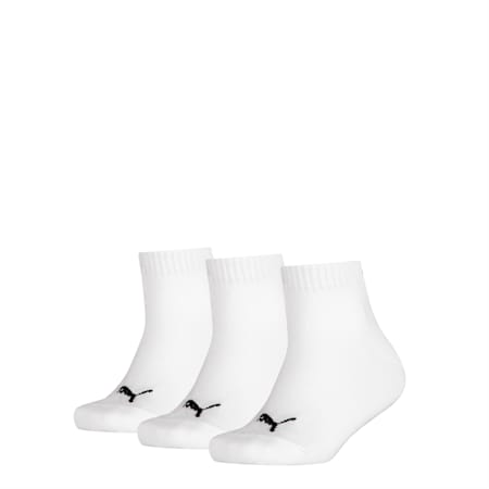 PUMA Kids' Quarter Socks 3 Pack, white, small