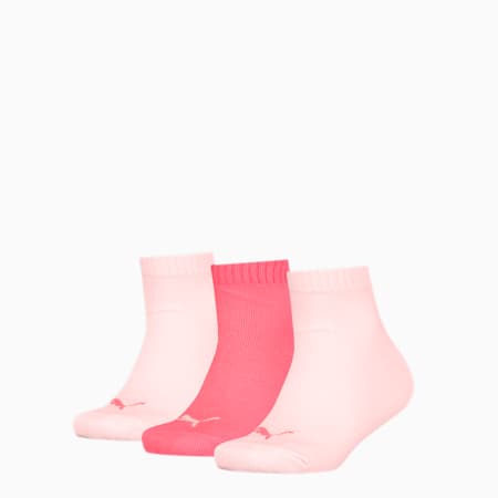 PUMA Kids' Quarter Socks 3 pack, pink combo, small