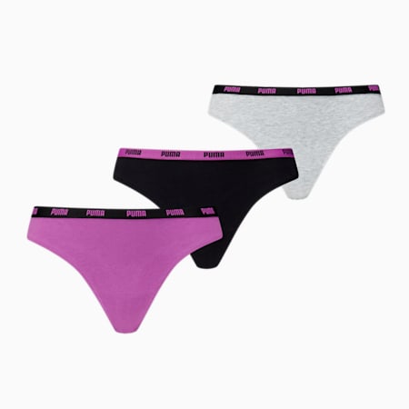 Tanga PUMA para mujer, pack de 3, purple, small