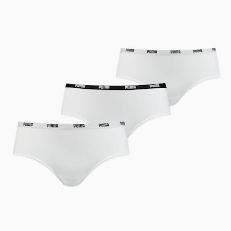 PUMA Hipster Women's Underwear 3 Pack, white, small