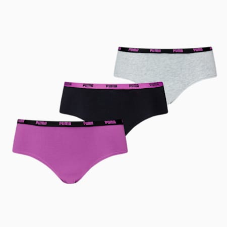 PUMA Hipster Damenunterwäsche 3er-Pack, purple, small