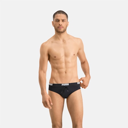 Swim Logo Men's Swimming Brief, black, small-AUS