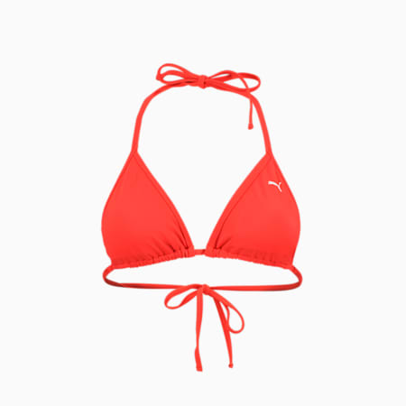 PUMA Swim Women's Triangle Bikini Top, red, small-GBR