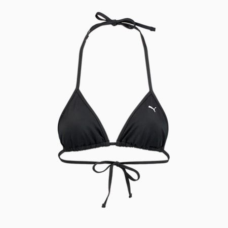 PUMA Swim Women's Triangle Bikini Top, black, small-GBR