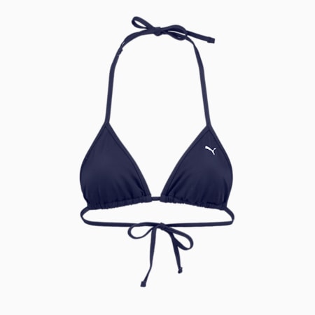 PUMA Swim Women's Triangle Bikini Top, navy, small