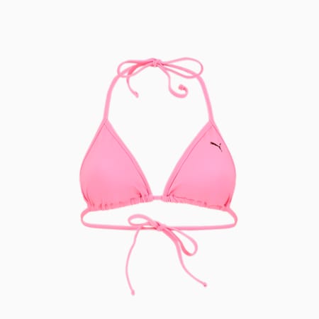PUMA Swim Women's Triangle Bikini Top, Pink Icing, small