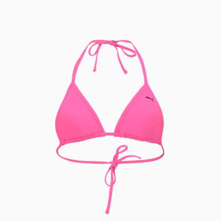 Top de bikini triangular para mujer PUMA Swim, fluo pink, small