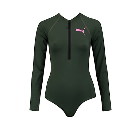 PUMA Swim Surfpak voor Dames met Lange Mouwen, thyme, small