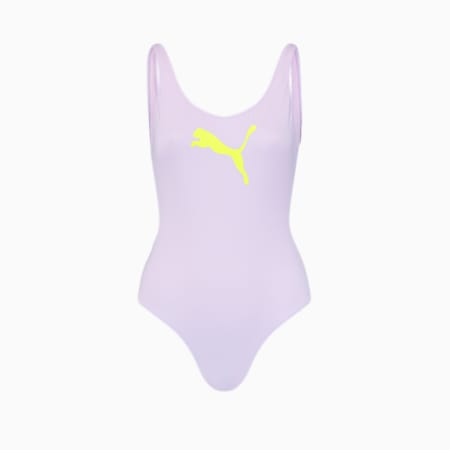 PUMA Swim Women's 1 Piece Swimsuit, pastel lavender, small