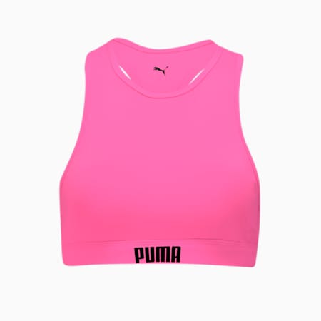 Top con espalda olímpica PUMA Swim para mujer, fluo pink, small