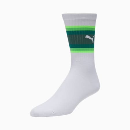 Unisex Color Block Socks (1 Pair), White / Green, small