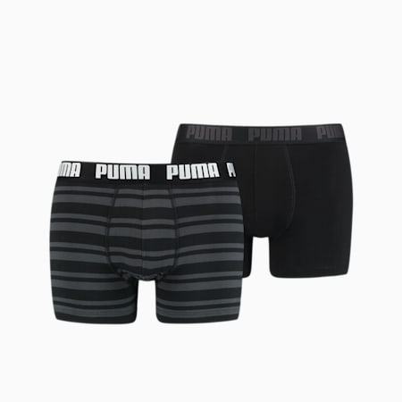 PUMA Heritage Stripe Men's Boxers - 2 Pack, black, small-NZL