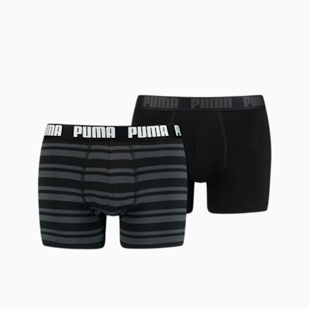 PUMA Heritage Stripe Men's Boxers - 2 Pack, black, small-AUS