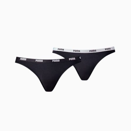 PUMA Women's Bikini Underwear 2 pack, black, small-GBR