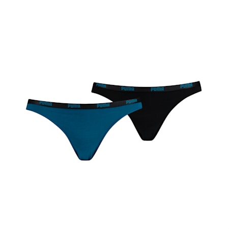 PUMA Women's Bikini Underwear 2 Pack, blue / black, small