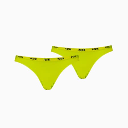 PUMA Women's Bikini Underwear 2 Pack, lime green, small