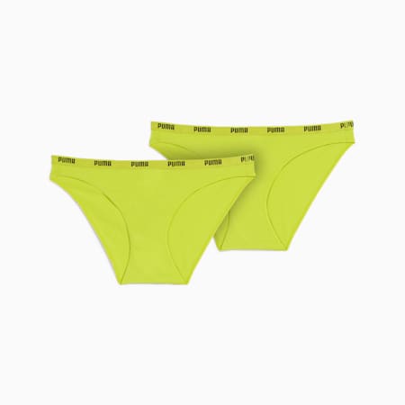 PUMA Women's Bikini Underwear 2 Pack, lime green, small