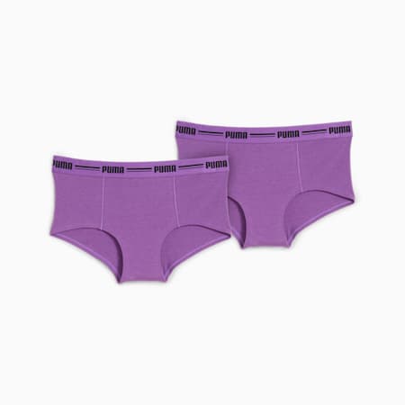 PUMA Minishorts voor Dames, set van 2 stuks, purple, small