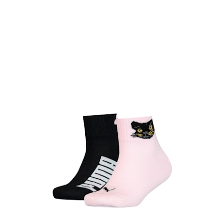 PUMA Kids' 2 Pack Quarter Socks, pink combo, small-SEA