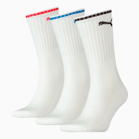 PUMA Sport Crew Stripe Socken 3er-Pack, white, small