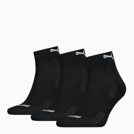 Unisex Cushioned Quarter Socks 3 pack, black, small-NZL