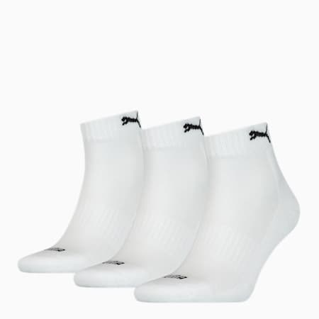 Unisex Cushioned Quarter Socks 3 pack, white, small-NZL