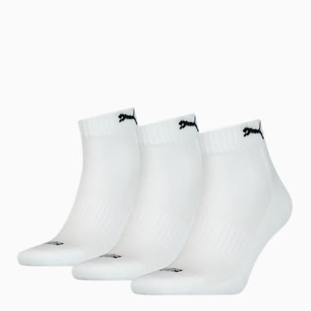 PUMA Unisex Quarter-Socken mit Polsterung 3er-Pack, white, small