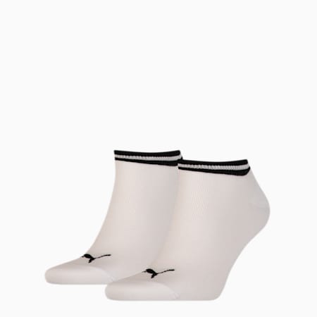 PUMA Unisex Heritage Sneaker Socks 2 Pack, white, small