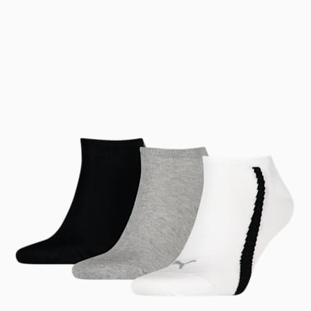 PUMA Unisex Lifestyle Sneaker Trainer Socks 3 pack, white / grey / black, small-AUS