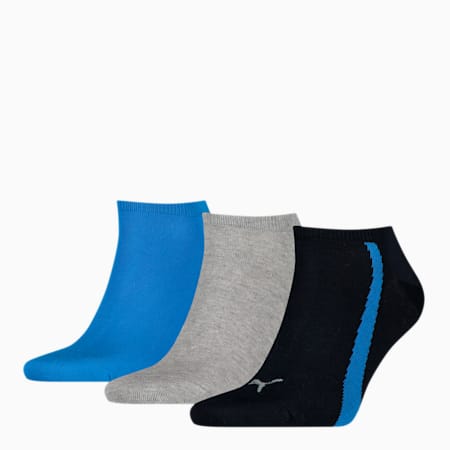 PUMA Unisex Lifestyle Sneaker Trainer Socks 3 pack, navy / grey / strong blue, small-AUS