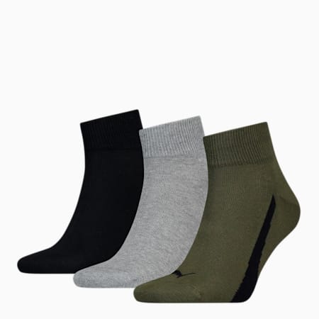 Unisex Lifestyle Quarter Socks 3 pack, green, small-AUS