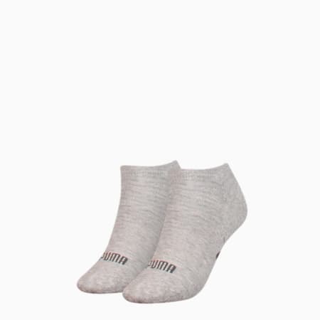 PUMA Women's Sneaker Trainer Socks 2 Pack, grey melange, small