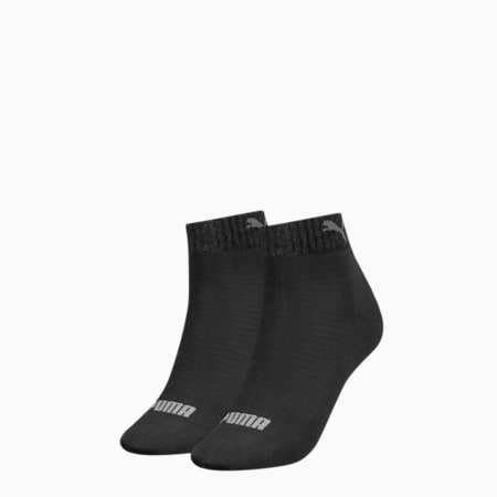 PUMA Women's Quarter Socks 2 Pack, black, small