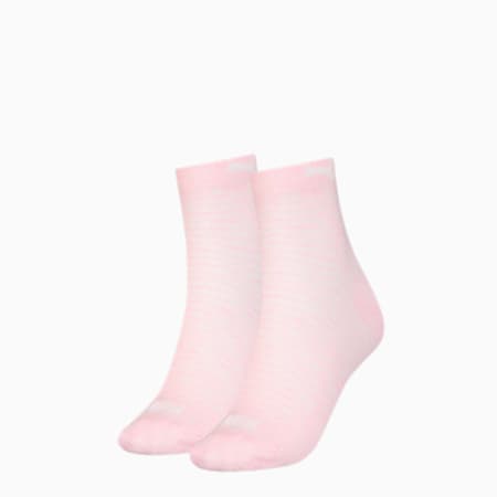 PUMA Women's Quarter Socks 2 Pack, light pink, small-GBR