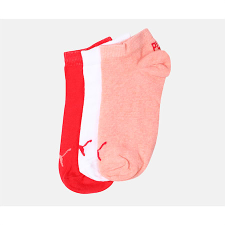 PUMA Unisex Sneakers Socks Pack of 3, Peach/coral/white, small-IND